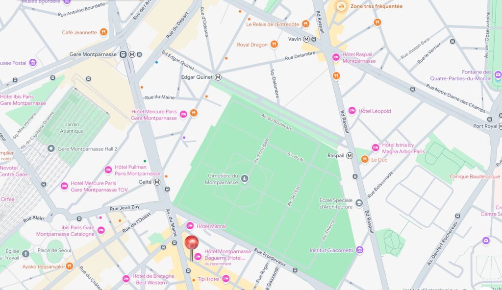 Map spots à Gaîté quartier montparnasse